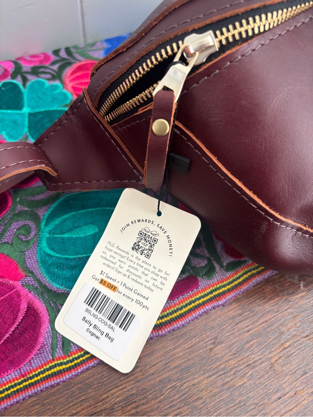 PLG sLeather Sling Bag in COGNAC View 4